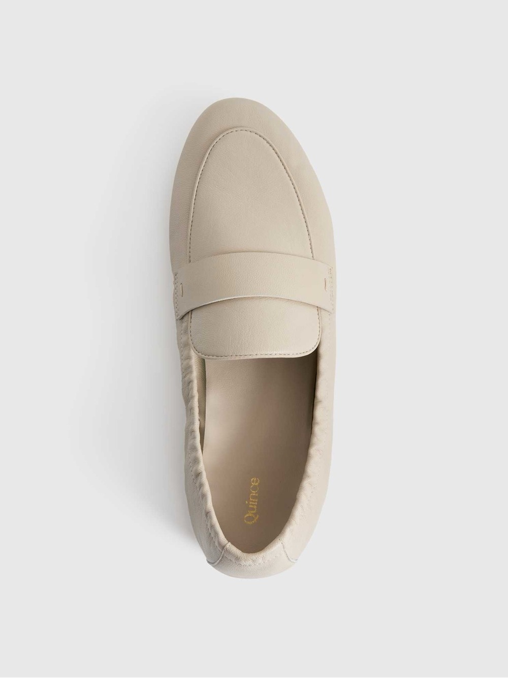 QUINCE Soft Italian Leather Almond Cream Slip-On Penny Loafers Womens Shoes
